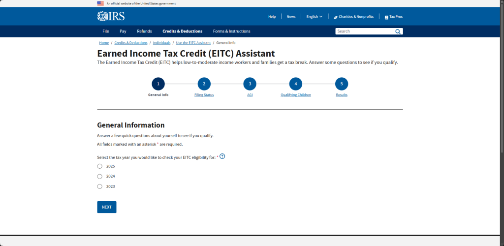 IRS Earned Income Tax Credit (EITC)
