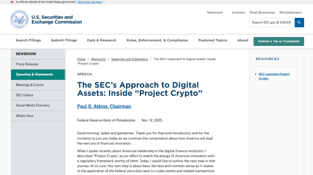 SEC's Project Crypto