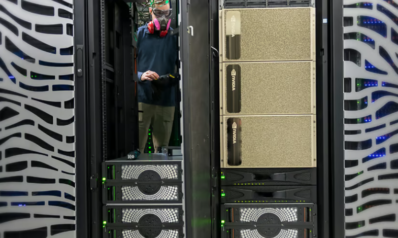 AWS data center with Nvidia GPU hardware, representing Amazon's AI infrastructure buildout