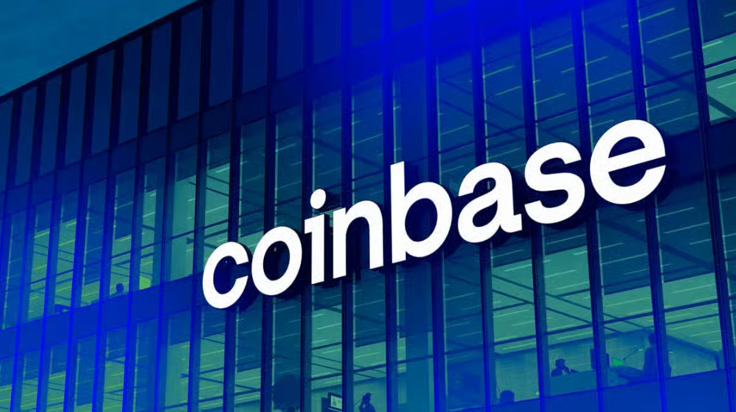 Coinbase logo on building stablecoin