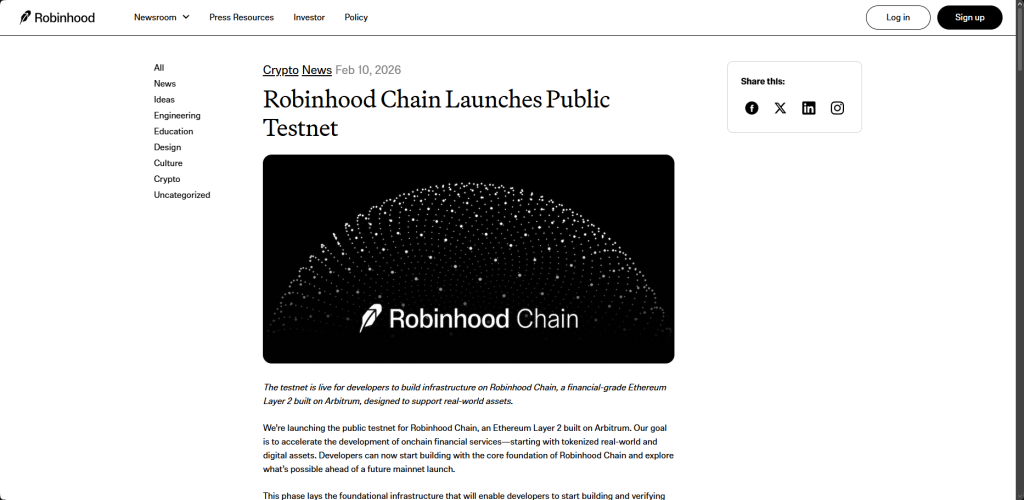 Robinhood and Arbitrum Chain logos announcement