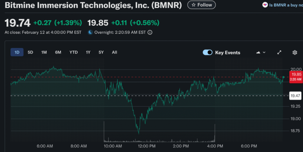 BMNR stock price chart showing intraday performance