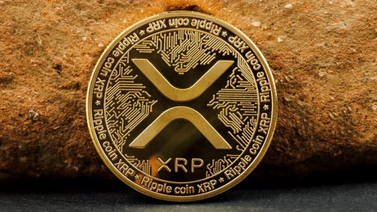 XRP coin gold background