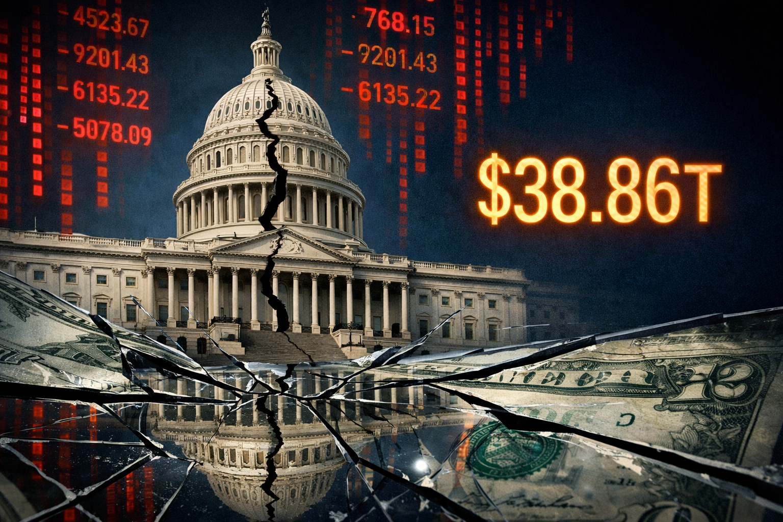 cracked U.S. Capitol US national debt