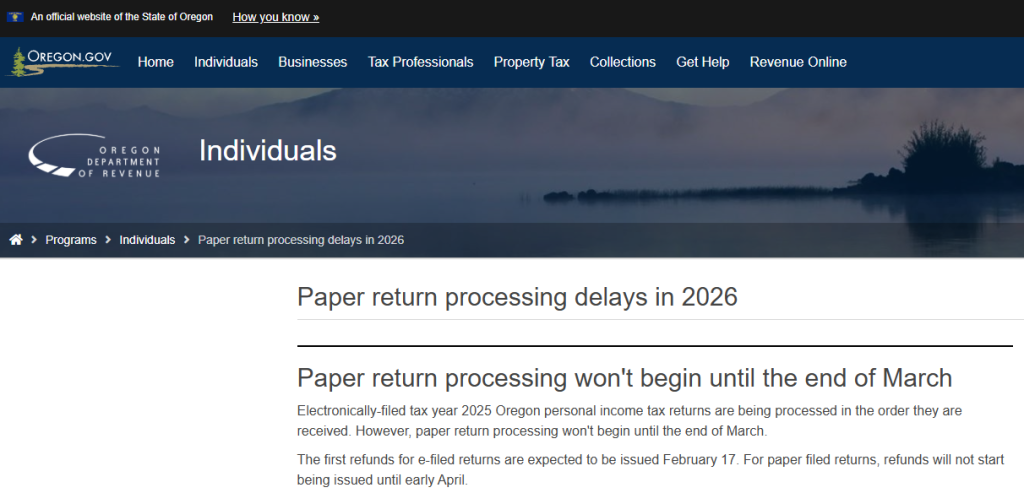 oregon tax return delay 2026