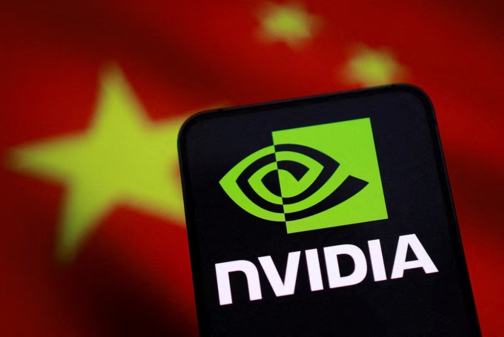 Nvidia logo against Chinese flag Nvidia China H200 export controls