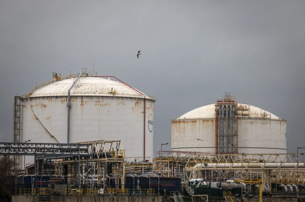 LNG storage tanks at a European energy facility