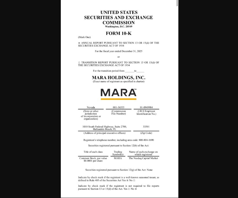 MARA Holdings treasury policy update, March 3 2026