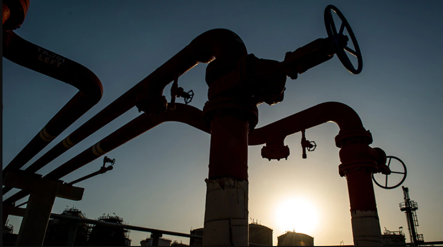 Iran oil pipes in the dusk