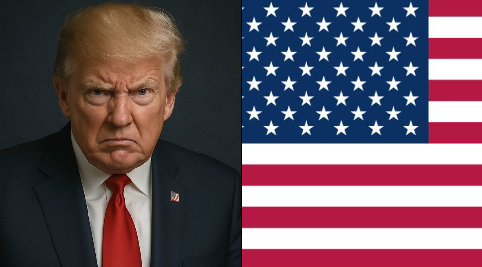 Trump upset alongside US flag