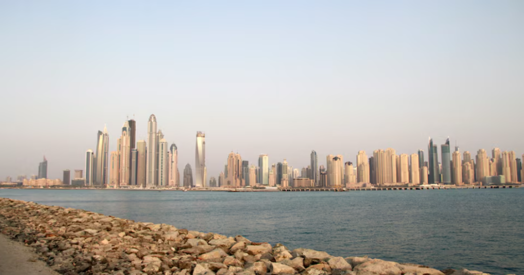 city skyline in Dubai Iran war de-dollarization