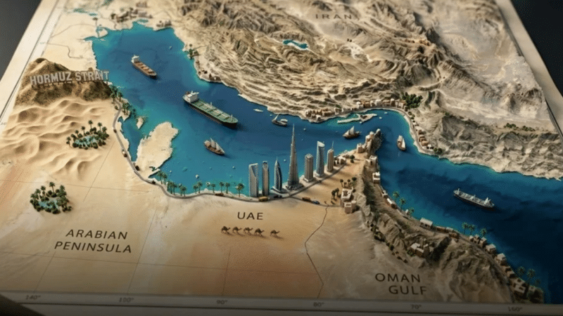 3D map of the Hormuz Strait tanker routes at the center of Iran US peace talks as Brent crude below $100 signals ceasefire optimism
