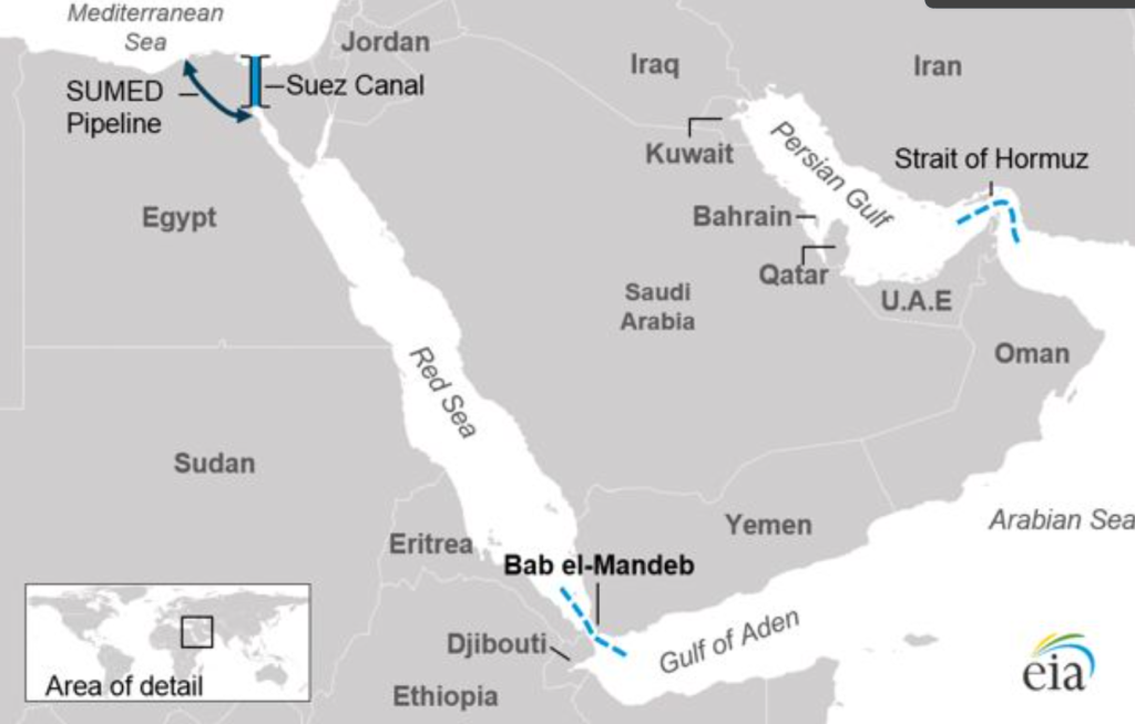 Strait of Hormuz and Bab el-Mandeb locations