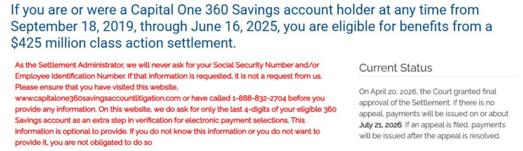 status update confirming the timeline and warning customers