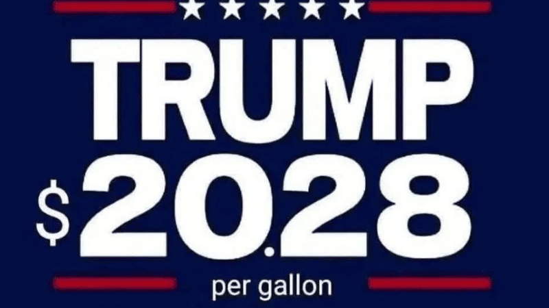 Iran Embassy Thailand tweet showing Trump $2028/gallon sign