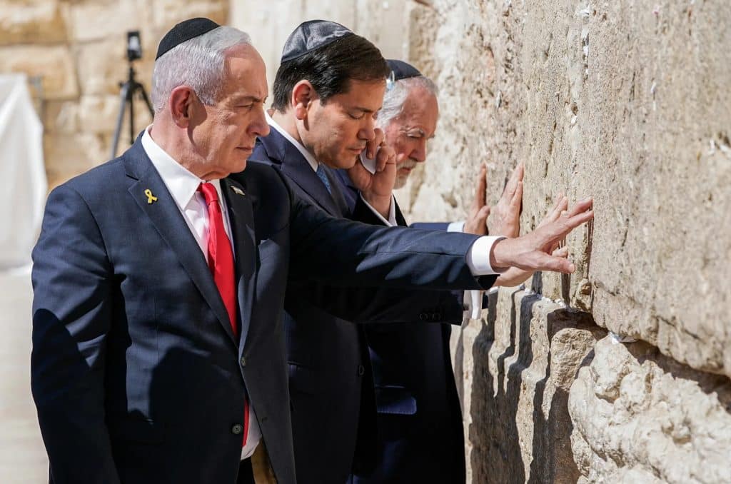 Netanyahu and Secretary of State Marco Rubio at the Western Wall in Jerusalem