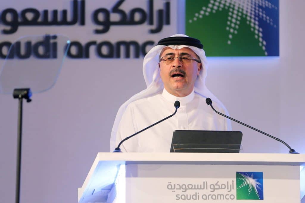 Aramco CEO Amin Nasser speaking at conference