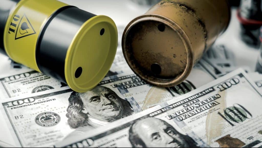 Oil barrel and US dollar bills