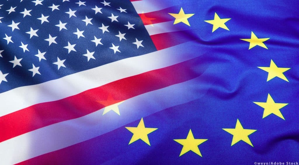 European Union and US flags