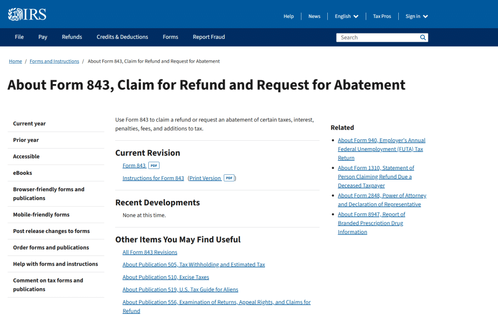 About Form 83 Webpage from IRS