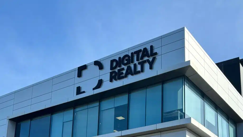 Digital Realty AI data center with a blue sky background