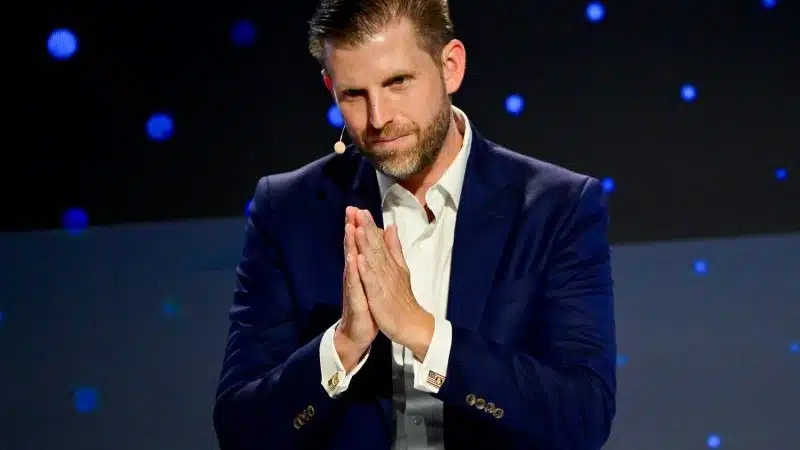 Eric Trump speaks at a Bitcoin event as Bitcoin price optimism, Bitcoin adoption, crypto market cap growth, and Bitcoin news remain in focus