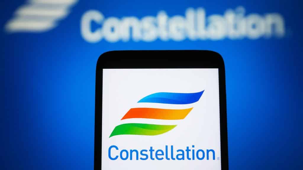 logo of constellation energy on a blue background