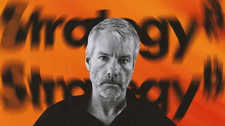 Michael Saylor portrait with the Strategy logo representing Strategy Bitcoin loss, Bitcoin treasury, and Bitcoin reserves.