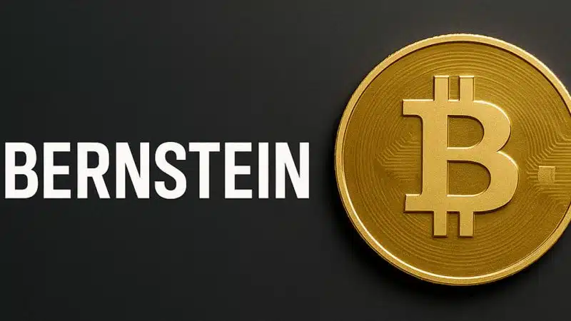 Bernstein Bitcoin graphic highlighting CLARITY Act, Bitcoin price, crypto trading volume, crypto market liquidity, and the crypto market.