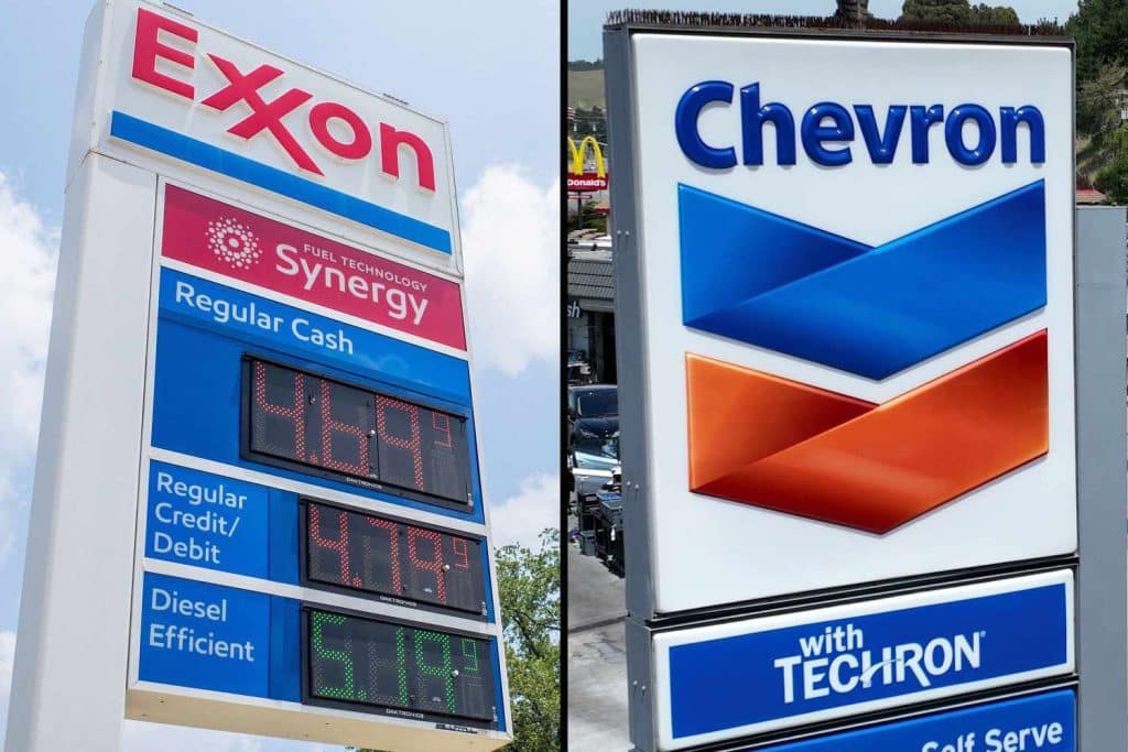 Trump Chevron row highlights Chevron and Exxon gas stations as Big Oil profits surge amid higher oil prices and gas prices.