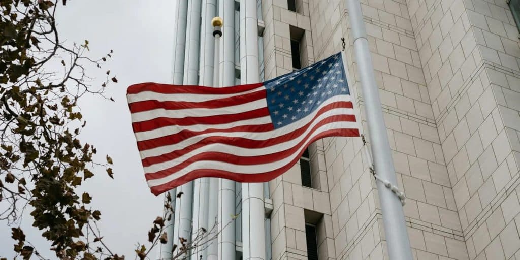 United States Flag waiving