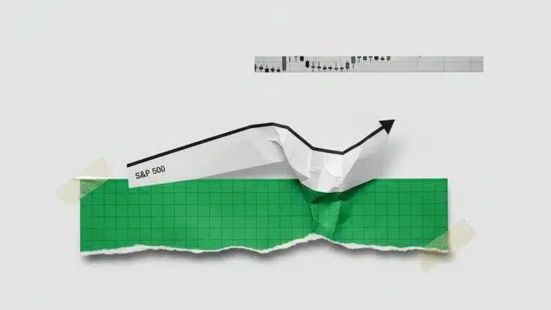 S&P 500 stock market chart showing an upward trend representing S&P 500 record high, US stocks, S&P 500 rally and institutional stock buying.
